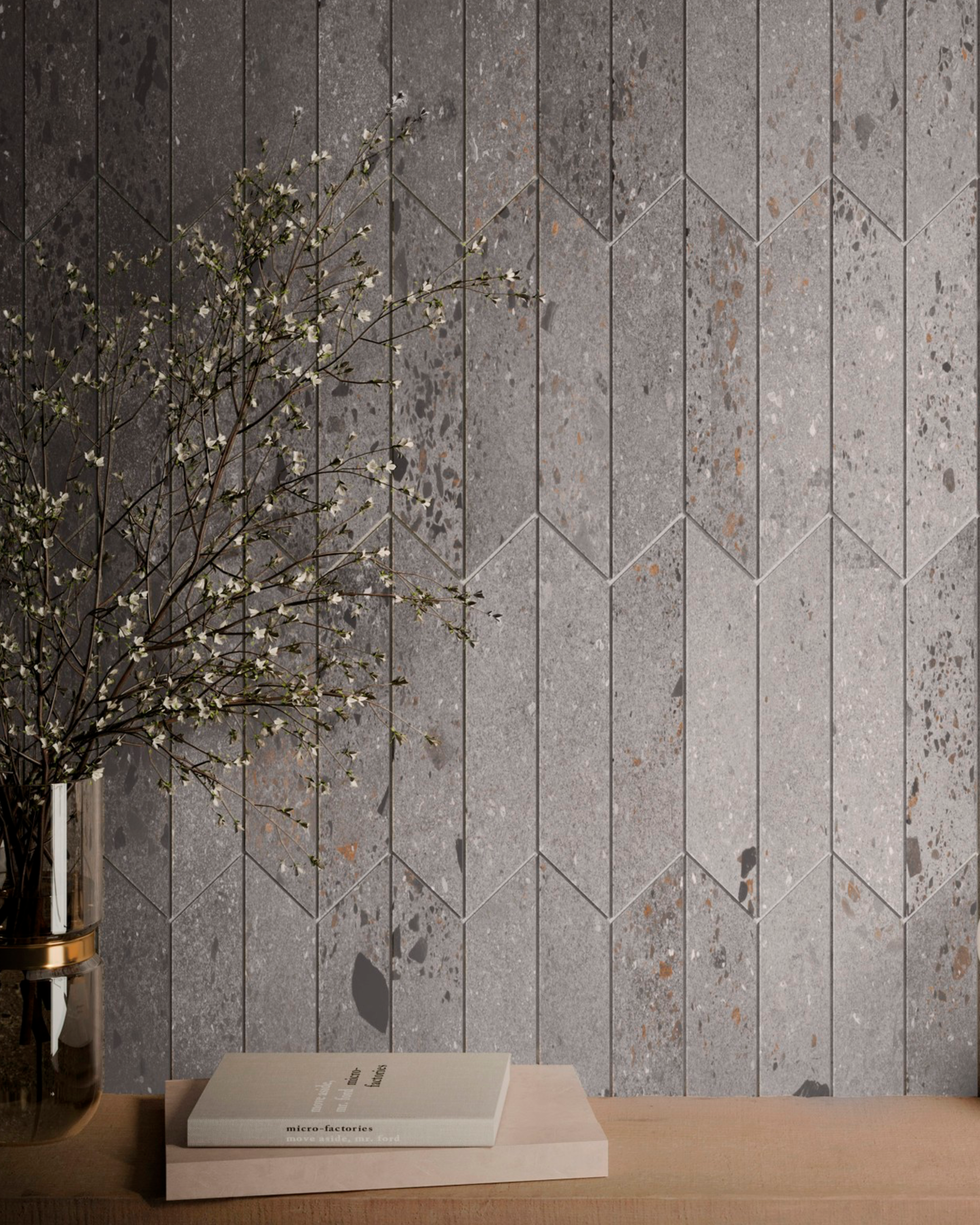 Langley Chevron - 2.5"x15" - Clay - Matte