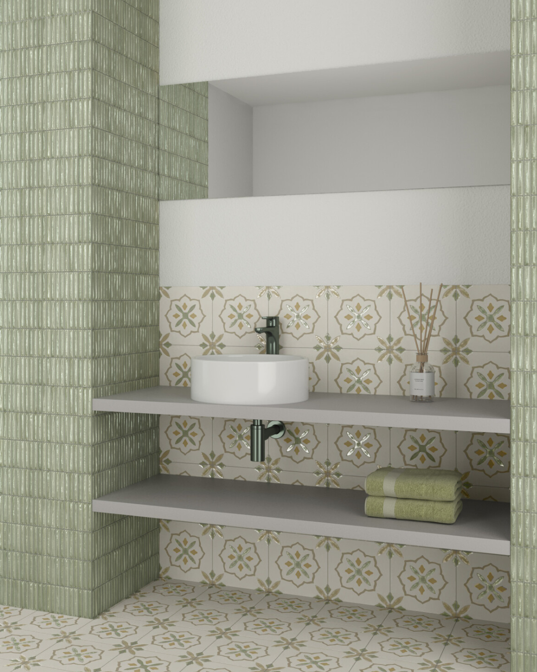Leonor - 9"x9" - Taupe Cross - Matte