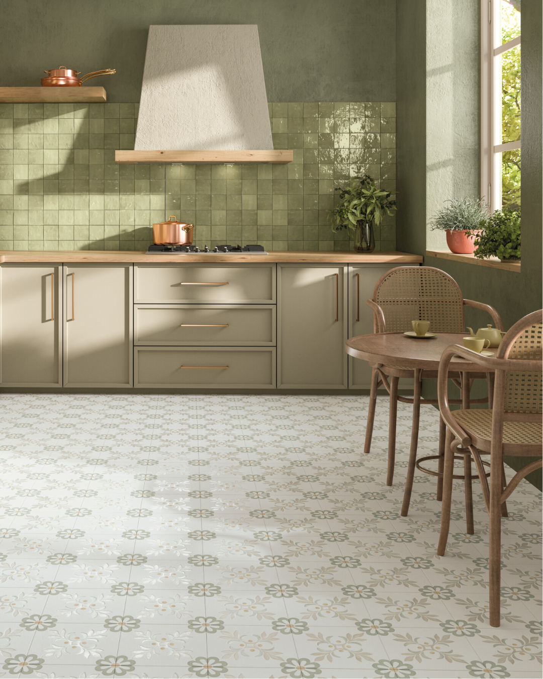 Leonor - 9"x9" - Taupe Garden - Matte